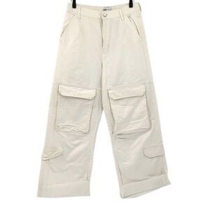 NWT Zara Beige Wide Leg Baggy Cargo Pants Size 4
